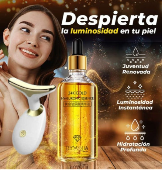 SÉRUM FACIAL 24K GOLD DE BIOAQUA + MASAJEADOR FACIAL DE REGALO